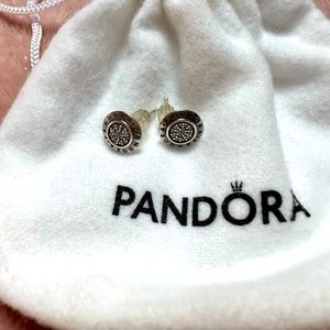 Authentic Pandora signature stud earrings.  Backing not original